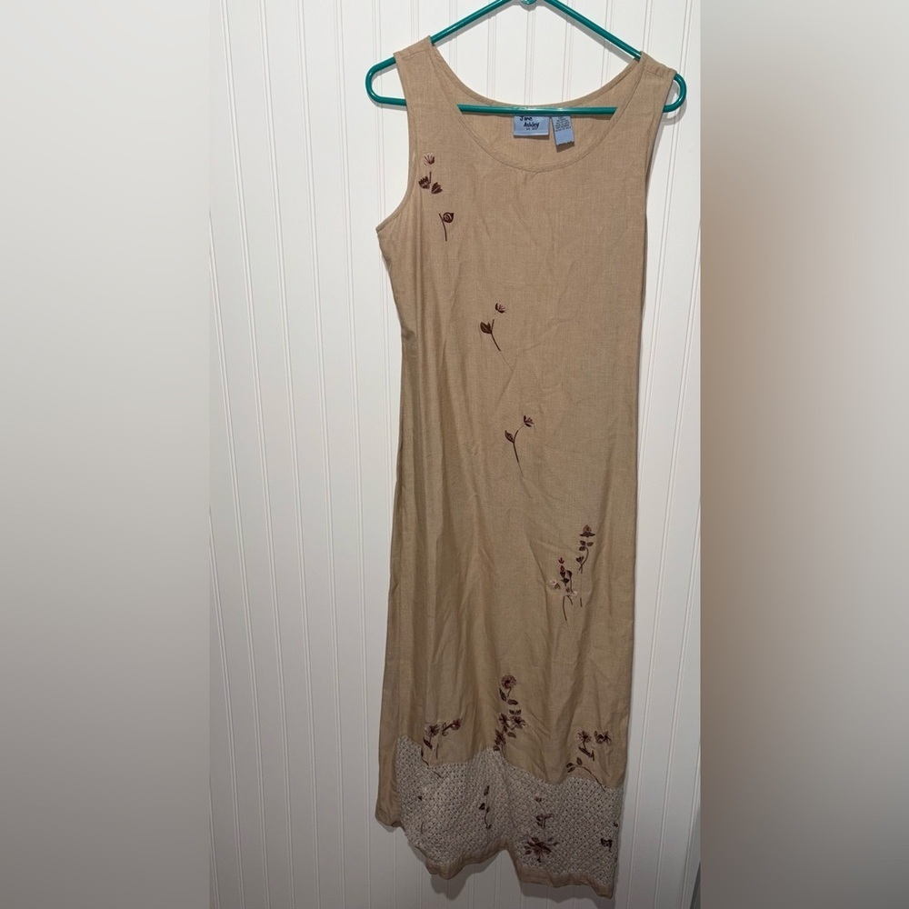 Vintage Jane Ashley Maxi Tan Sleeveless Dress| Size Medium